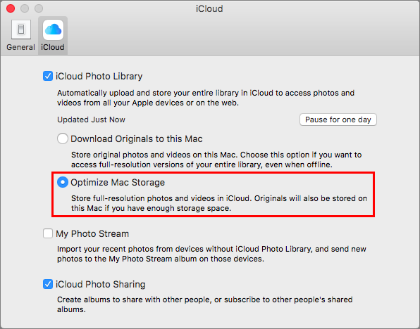 Icloud Photo Library Mac Optimize Storage